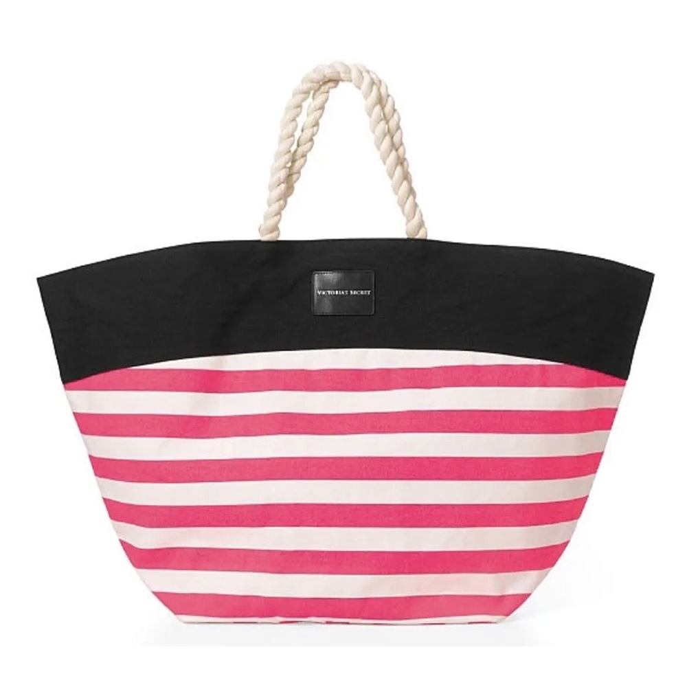 🌱5/$25🌱 Victoria’s Secret | Bright Pink Stripe Large Swim Tote Bag